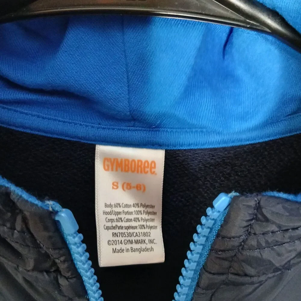 Gymboree Fleece Hooded Track Jacket Full Zip Coat Blue Pockets Hoodie Boys Small